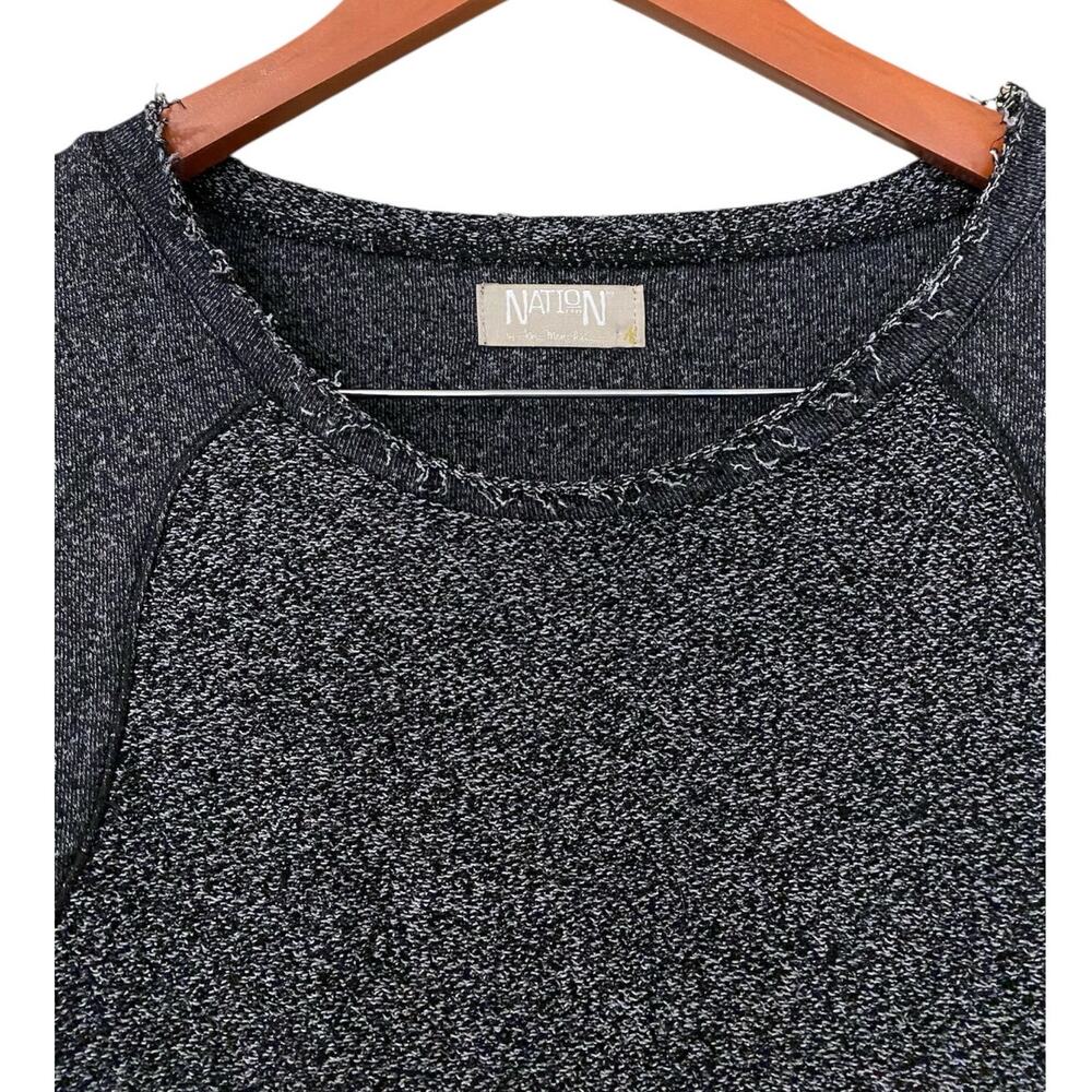Nation LTD Crewneck Sweater XS/Small Dark Gray Marled Knit Long Sleeve Fisherman - Picture 7 of 8